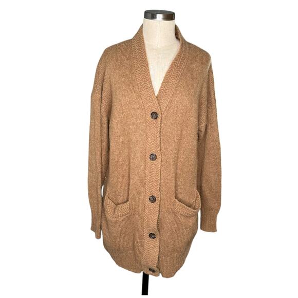 JENNI KAYNE Tan Brown Cottage Cardigan Sweater Women's Size XXS Oversized Knit - Picture 1 of 8